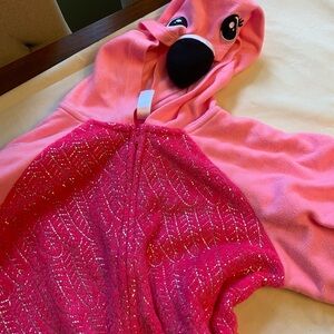 Justice Pink Flamingo Hooded onesie